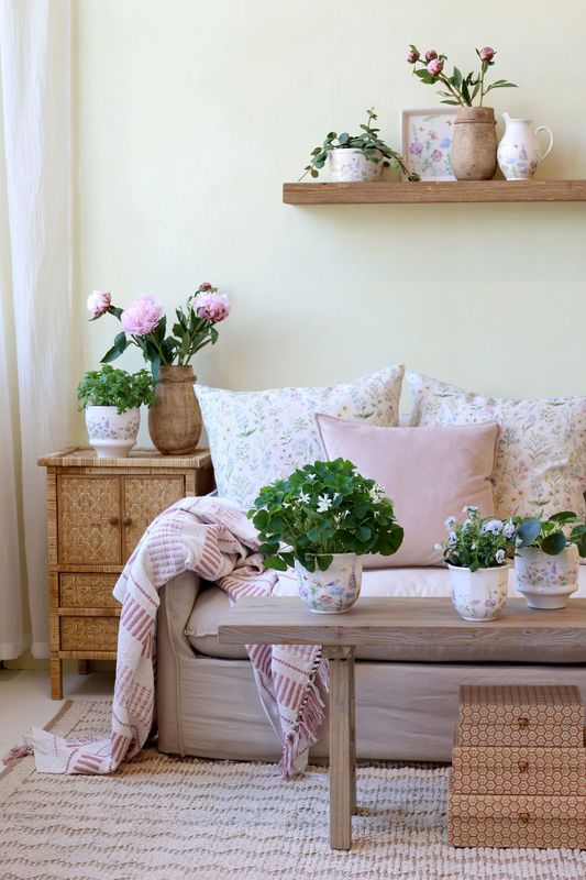 Chic Antique PAPILLON KANNE m/blomster H19/Ø12cm Cream