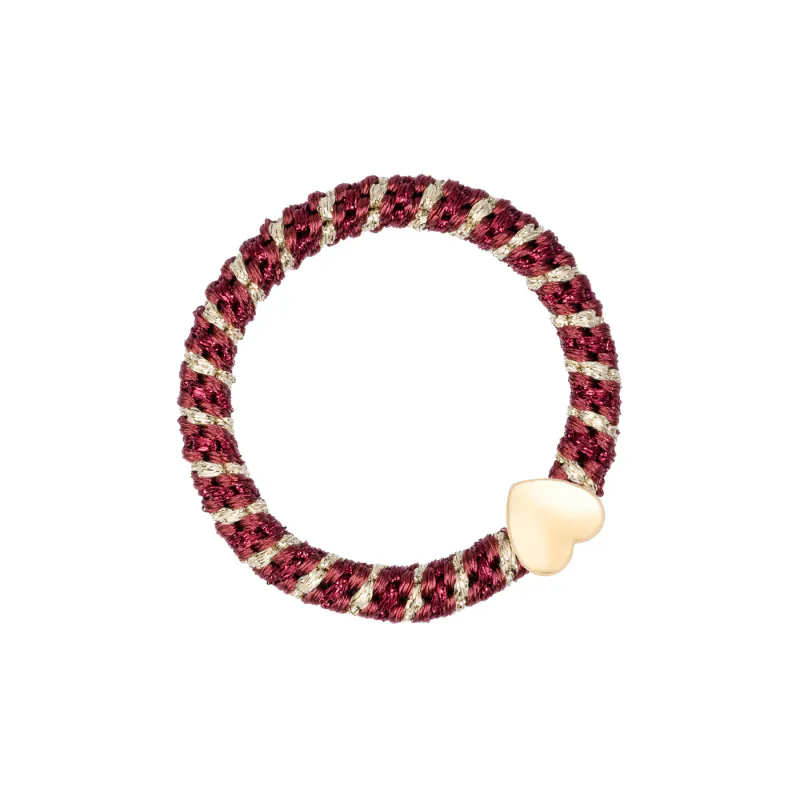 Dark FAT HAIR TIE MAROON GLITTER MIX W/HEART