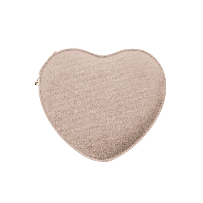 Dark Velvet Heart Jewellery Box Warm Taupe