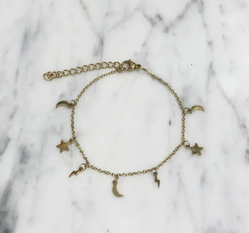Dark CHARM BRACELET EXTRA THIN GOLD