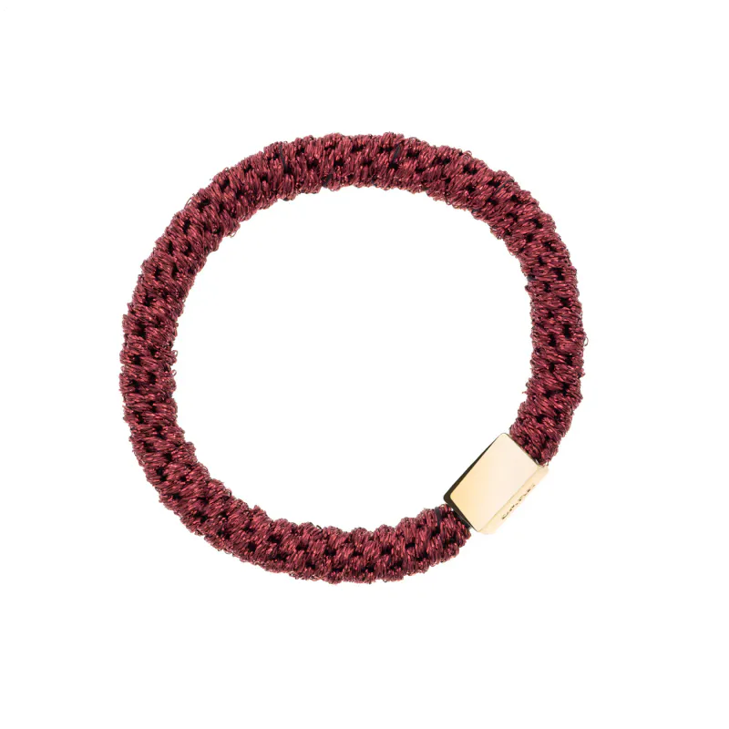 Dark FAT HAIR TIE W/GOLD SPARKLED MAROON